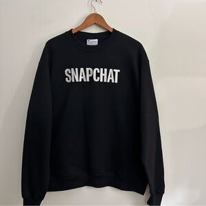 Snap Snapchat Sewn-In Letters Employee Champion Black Sweatshirt Size L